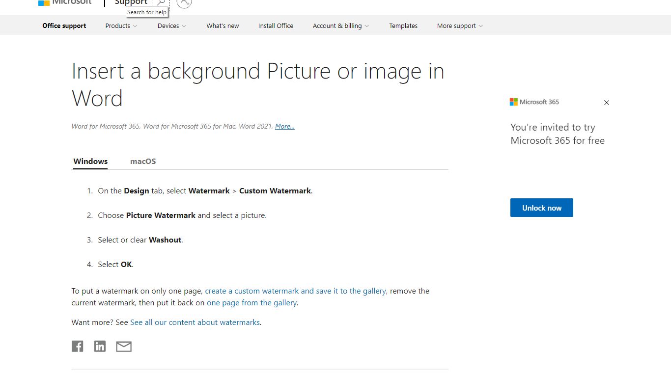 Insert a background Picture or image in Word
